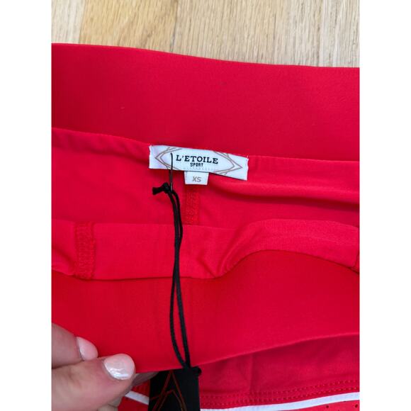 (XS) NWT $145 L'ETOILE SPORT Performance Team Skort In Red/white - Picture 3 of 4
